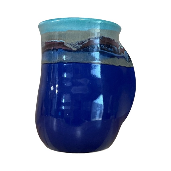 Handcrafted 2015 Neher Blue and Turquoise Ceramic Mug - Picture 2 of 10